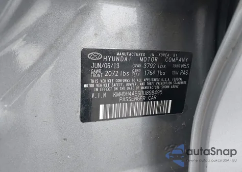 2013 Hyundai Elantra Gls из США, поврежденный, VIN KMHDH4AE6DU898495